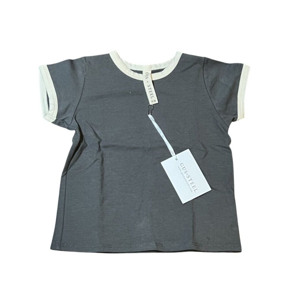 NWT Gus + Steel Charcoal Ringer Tee 18-24 months
